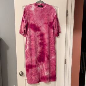 Dressed in LALA Pink Tie-Dye Midi Dress